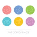 White thin line vector wedding rings