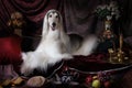 White thoroughbred Afghan hound dog Royalty Free Stock Photo