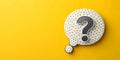 A white thought bubble with a black question mark on a yellow background Royalty Free Stock Photo