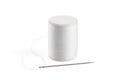 White thread through the needle eye with spool. Royalty Free Stock Photo