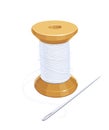 White thread reel with needle. Royalty Free Stock Photo