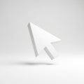 White 3D Cursor Arrow Icon Floating on White Background mouse pointer computer icon Royalty Free Stock Photo