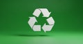 White 3D Recycling Symbol on a Green Background icon Royalty Free Stock Photo