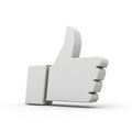 White 3D Thumbs Up Icon with Shadow on a White Background like approval Royalty Free Stock Photo
