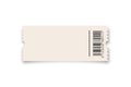 White ticket or coupon with barcode template isolated on white background. Vector design element. Royalty Free Stock Photo