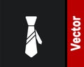 White Tie icon isolated on black background. Necktie and neckcloth symbol. Vector Illustration