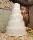 White 5 Tier wedding cake with pattern in hotel