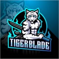 White tiger with blade esport mascot logo