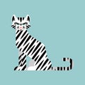 White tiger cartoon isolated. Rare wild striped predator