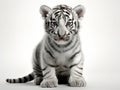 Ai Generated illustration Wildlife Concept of White Tiger cub (2 months) Royalty Free Stock Photo