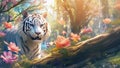 White Tiger in the forest. AI Generated (Adobe Firefly) Royalty Free Stock Photo