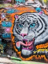 White tiger graffiti in Hosier lane, Melbourne Royalty Free Stock Photo