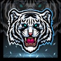 White tiger head mascot. esport logo design