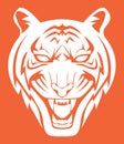 White Tiger Head In Orange Rectangular Illustration Design