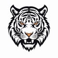 Bold Tiger Head Silhouette On White Background