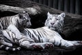 White tiger - mother with baby.