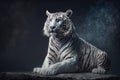 White tiger (P. t. corbetti) on black background. Hunter concept. Stunning tiger in black and white. Generative AI