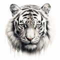 Hyperrealistic Tiger Head Tattoo Drawing With Liquid Dripping Royalty Free Stock Photo