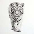 Hyperrealistic Tiger Line Art On White Background