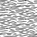 White tiger stripes seamless vector pattern black and white background print. Royalty Free Stock Photo