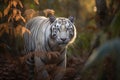 The white tiger walk in the wild