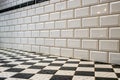 White tile wall chequered background bathroom texture Royalty Free Stock Photo