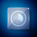 White Time Management icon isolated on blue background. Clock sign. Productivity symbol. Square glass panels. Vector Royalty Free Stock Photo