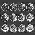 White Timer Icos Set Royalty Free Stock Photo