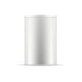 White tin can with cap. Vector round container for products.