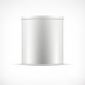 White tin can with plastic cap. Realistic round container