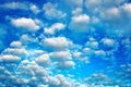 White tiny clouds background on blue sky. Photo processed by oil Royalty Free Stock Photo