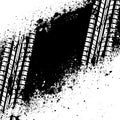 White tire track on black ink blots Royalty Free Stock Photo