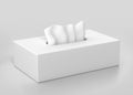 White Tissue Box Mockup, Blank paper container 3d Rendered on light gray Background
