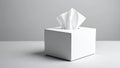 White tissue box with tissues protruding on a neutral background, close-up. Royalty Free Stock Photo