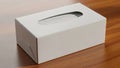 White tissue box on wooden table. Royalty Free Stock Photo