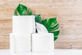 White tissues paper and green leaves