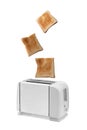 White toaster and three toasts.