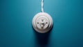 White Toggle Switch With Cord On The Blue Wall Royalty Free Stock Photo