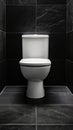 White toilet against black tiled wall in modern bathroom Royalty Free Stock Photo