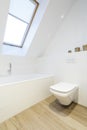 Stylish attic bathroom in white Royalty Free Stock Photo