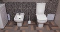 White toilet bowl and bidet Royalty Free Stock Photo