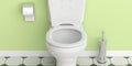 White toilet bowl closeup view. 3d illustration Royalty Free Stock Photo