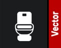 White Toilet bowl icon isolated on black background. Vector Royalty Free Stock Photo