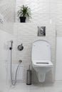 White toilet bowl in modern light bathroom interior. Royalty Free Stock Photo