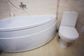 white toilet in modern home, white toilet bowl in cleaning room, flushing liquid in toilet, private toilet in modern Royalty Free Stock Photo