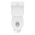 White toilet with open cap top view realistic vector illustration. Ceramic bathroom bowl