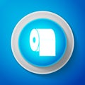 White Toilet paper roll icon isolated on blue background. Circle blue button. Vector Illustration Royalty Free Stock Photo