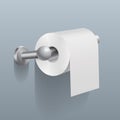 White toilet paper roll, serviette on wall vector illustration