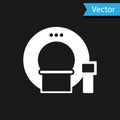 White Tomography icon isolated on black background. Medical scanner, radiation. Diagnosis, radiology, magnetic resonance Royalty Free Stock Photo