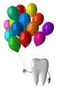 White tooth with balloons